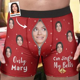 Only Wife Can Jingle My Bells - Personalized Photo Men's Boxer Briefs - Gift For Husband - Photo 2