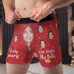 Only Wife Can Jingle My Bells - Personalized Photo Men's Boxer Briefs - Gift For Husband - Photo 4