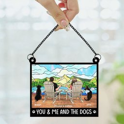 You And Me And The Dogs - Personalized Window Hanging Suncatcher Ornament - Anniversary Gifts - Photo 2