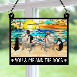You And Me And The Dogs - Personalized Window Hanging Suncatcher Ornament - Anniversary Gifts - Photo 4