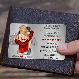 Anniversary Reminder Card For Couples, Him, Her - Personalized Aluminum Wallet Card - Photo 2