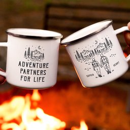Adventure Partners For Life Couple Gift - Personalized Enamel Mug - Photo 4