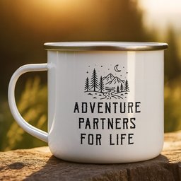 Adventure Partners For Life Couple Gift - Personalized Enamel Mug - Photo 2