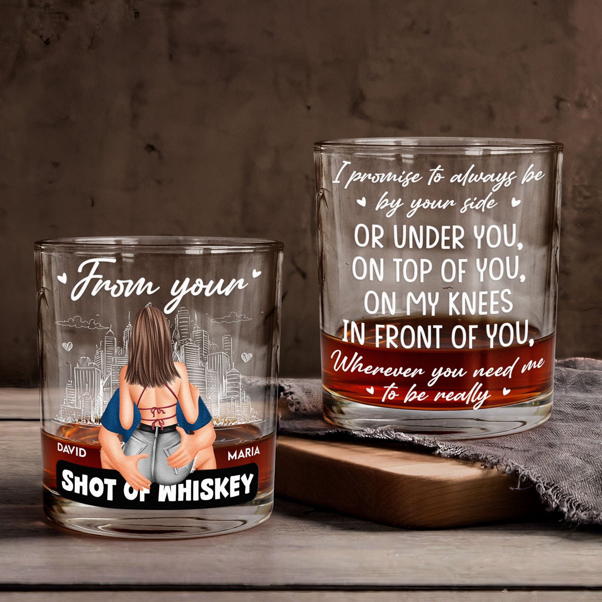 Promise To Always Be By Your Side - Personalized Whiskey Glass - Gift For Husband - Photo 1