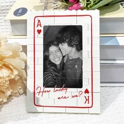 King And Queen Custom Couples Photo How Luck We Are - Personalized Photo Rectangle Building Brick - Photo 5