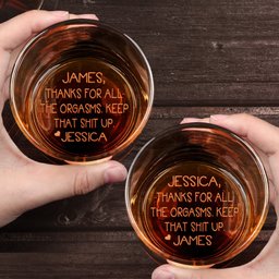 Thanks For All The Orgasms Anniversary Gift For Him - Personalized Engraved Whiskey Glass - Gift For Husband - Photo 3