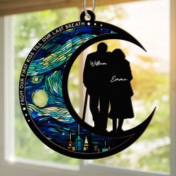 From Our First Kiss Till Our Last Breath - Personalized Suncatcher Ornament - Photo 1