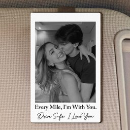 Custom Vintage Retro Couple Photo - Personalized Wooden Photo Car Visor Clip - Photo 4