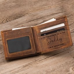Gifts From Wife - Having You As A Dad - Personalized Leather Wallet - Photo 2