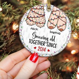 I Want To Grow Old With You Funny Christmas Couples - Personalized Ceramic Ornament - Photo 4