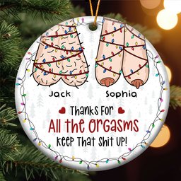 I Want To Grow Old With You Funny Christmas Couples - Personalized Ceramic Ornament - Photo 2