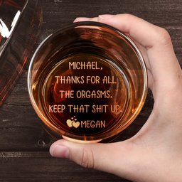 Thanks For All The Orgasms Custom Name Gift For Husband, Boyfriend - Personalized Whiskey Glass - Photo 3