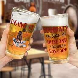 Congrats On Being My Husband (Doing It Since) - Personalized Beer Glass - Photo 2