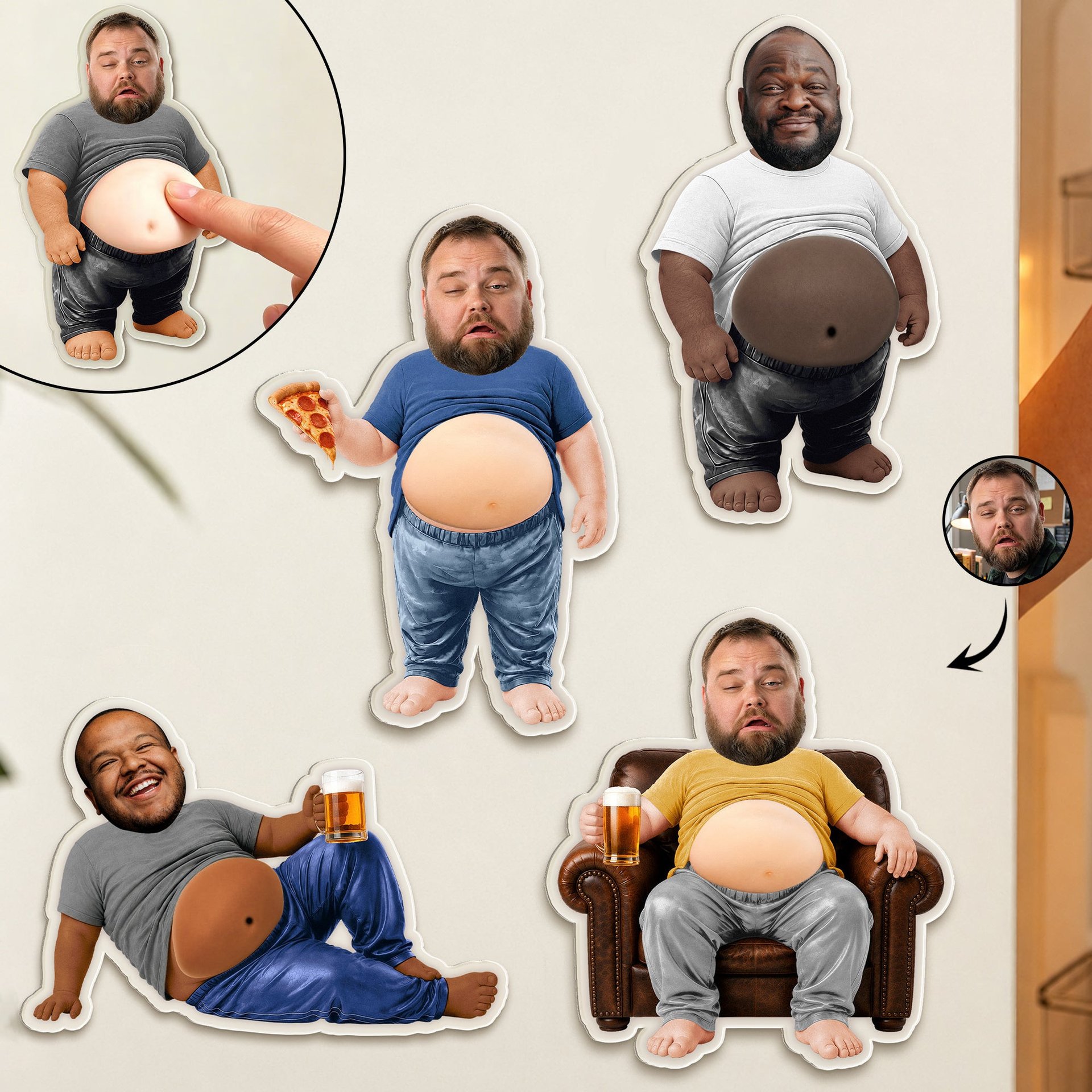 Funny Upload Face Gift For Dad Bod, Husband, Boss, Coworkers - Personalized Fridge Magnet - Photo 1