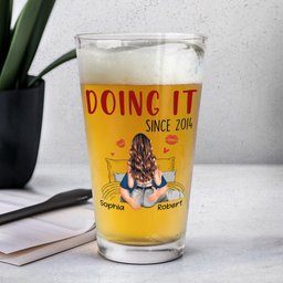 Congrats On Being My Husband (Doing It Since) - Personalized Beer Glass - Photo 4