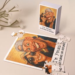 Caricature Wall Art For Funny Couples - Custom Cartoon Drawing From Photo - Personalized Jigsaw Puzzle - Photo 4