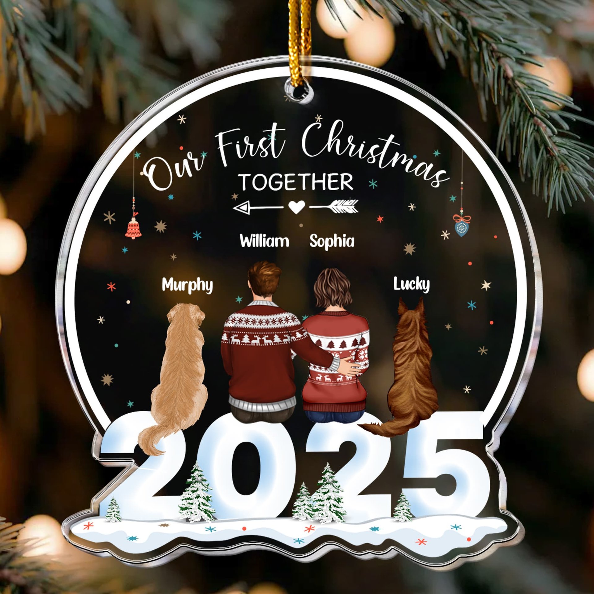 Our First Christmas Together With Dogs - Personalized Acrylic Ornament - Photo 1