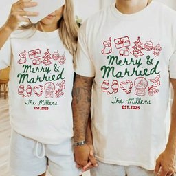 Merry & Married First Christmas as Mr and Mrs Christmas Shirts - Personalized Shirts - Photo 2