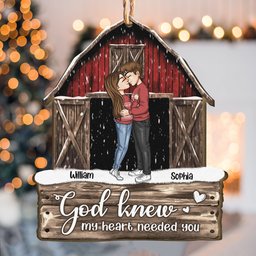 Red Barn Christmas Couples Anniversary - Personalized Couple Ornament - Vintage Ornament - Photo 2