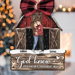 Red Barn Christmas Couples Anniversary - Personalized Couple Ornament - Vintage Ornament - Photo 3