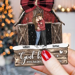 Red Barn Christmas Couples Anniversary - Personalized Couple Ornament - Vintage Ornament - Photo 4