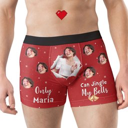New Version Only Wife Can Jingle My Bells - Personalized Photo Men's Boxer Briefs - Gift For Husband - Photo 6