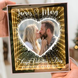 Forget Valentine's Day I Love You Every Day - Personalized Photo Infinity Mirror Light Box - Photo 4