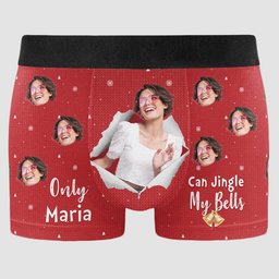 New Version Only Wife Can Jingle My Bells - Personalized Photo Men's Boxer Briefs - Gift For Husband - Photo 7