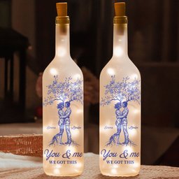 Anniversary Gift Toile De Jouy Style You & Me We Got This - Personalized Bottle Lamp - Photo 2