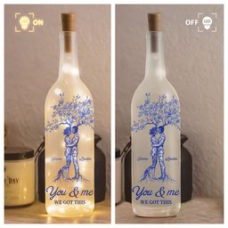 Anniversary Gift Toile De Jouy Style You & Me We Got This - Personalized Bottle Lamp - Photo 3