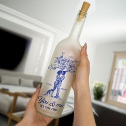 Anniversary Gift Toile De Jouy Style You & Me We Got This - Personalized Bottle Lamp - Photo 6