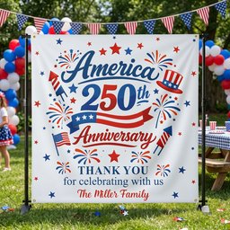 America 250Th Anniversary Thank You For Celebrating With Us - Personalized Backdrop - Photo 1