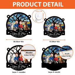 Cartoon Version You & Me And The Dogs - Personalized Window Hanging Suncatcher Ornament - Photo 4