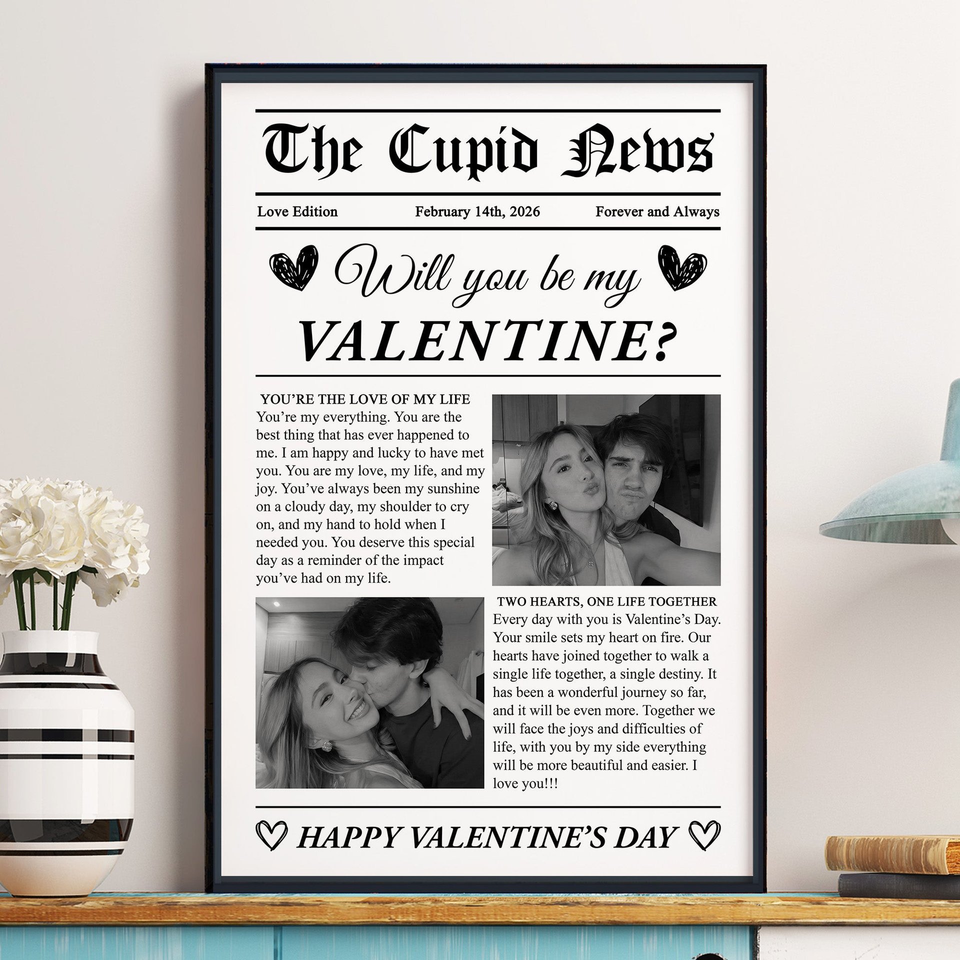 Will You Be My Valentine? First Valentine's Day Gift For Couples, Him, Her - Personalized Photo Poster - Photo 1