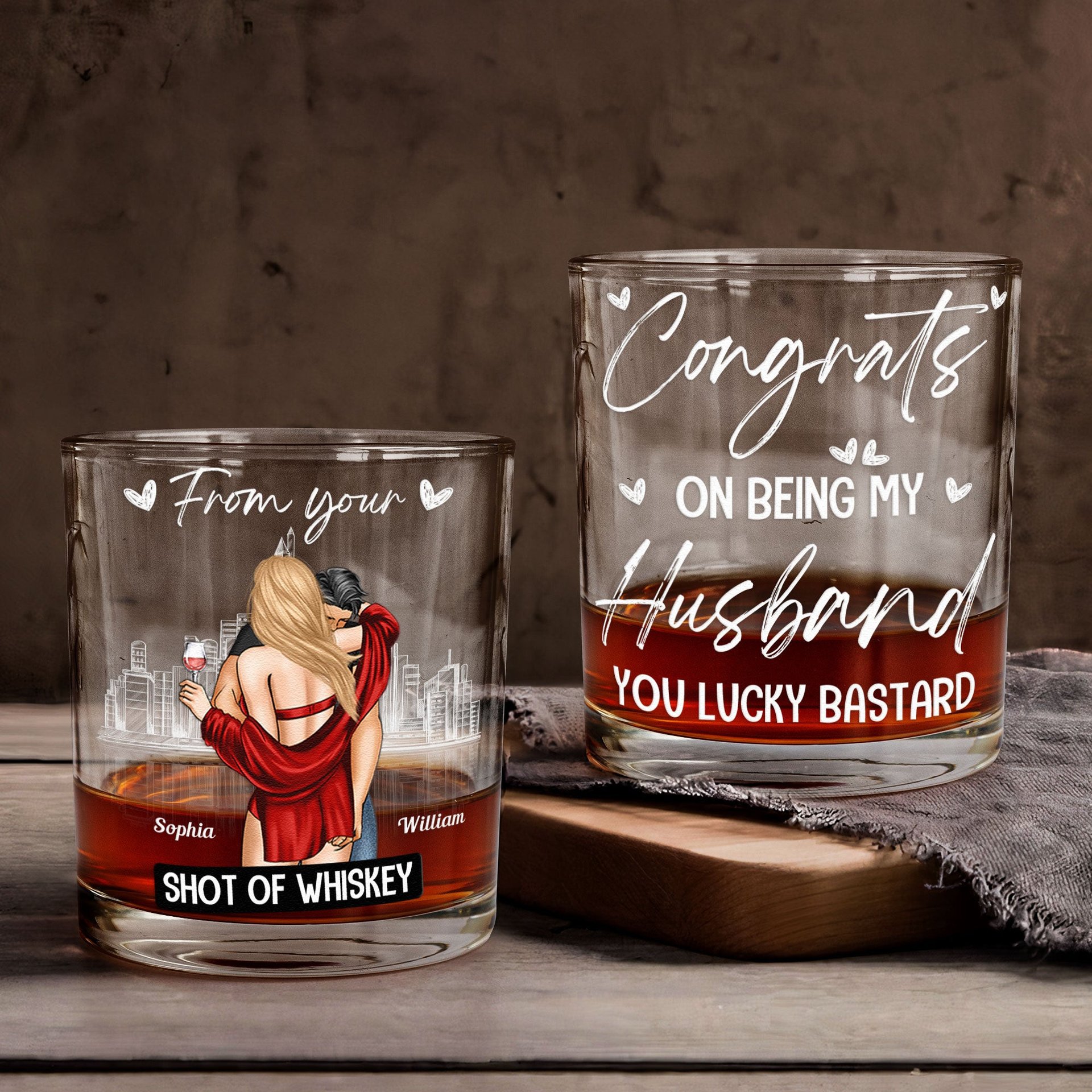 Congrats On Being My Husband - Gifts For Husband, Bf - Personalized Whiskey Glass - Photo 1