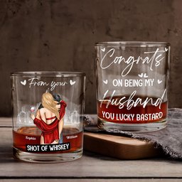 Congrats On Being My Husband - Gifts For Husband, Bf - Personalized Whiskey Glass - Photo 1