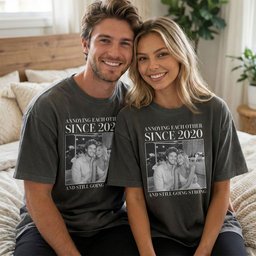 Annoying Each Other ... And Still Going Strong - Vintage Version - Personalized Photo Couple Matching Comfort Tee - Photo 1