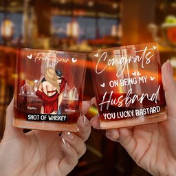 Congrats On Being My Husband - Gifts For Husband, Bf - Personalized Whiskey Glass - Photo 3