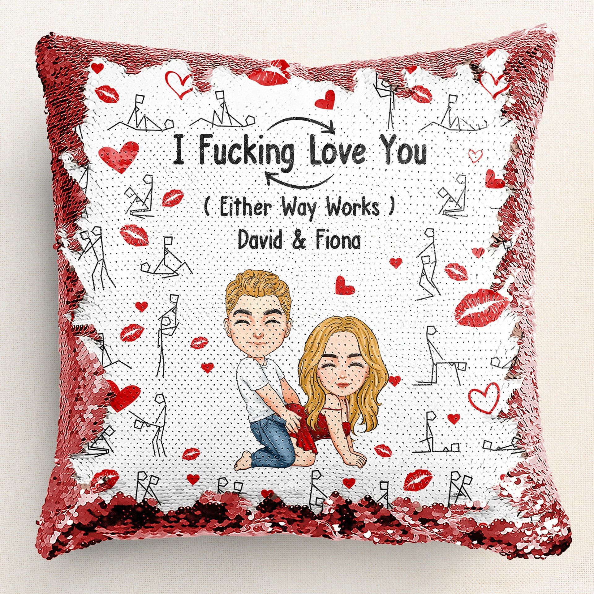 I F*cking Love You Either Way Works - Custom Sequin Pillow - Photo 1