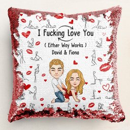 I F*cking Love You Either Way Works - Custom Sequin Pillow - Photo 1