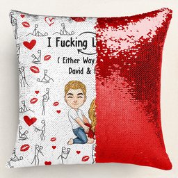 I F*cking Love You Either Way Works - Custom Sequin Pillow - Photo 2