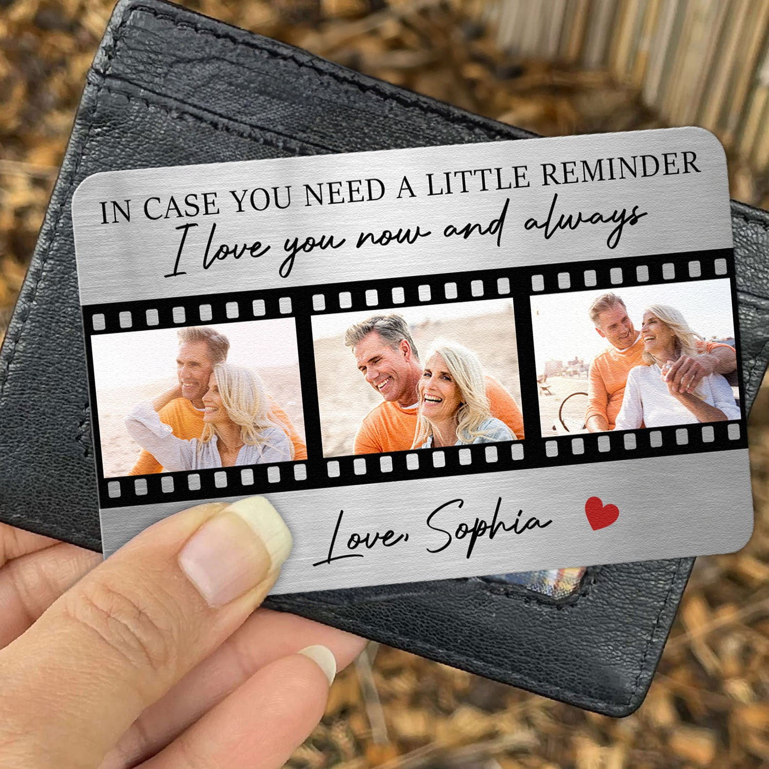 The Reminder I Love You Now And Always - Personalized Photo Aluminum Wallet Card - Photo 1