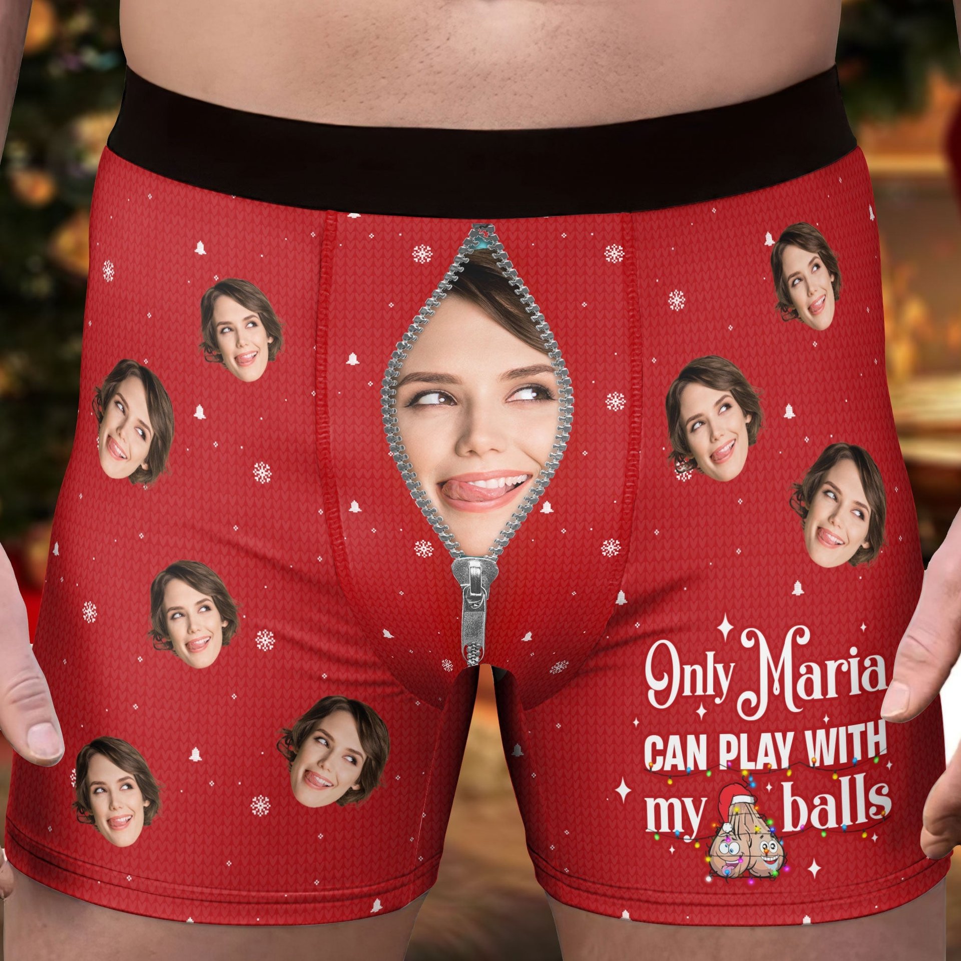 Only Wife Can Play With My Balls - Personalized Photo Men's Boxer Briefs - Gift For Husband - Photo 1