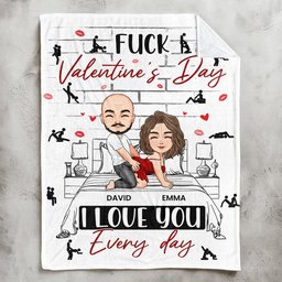 Naughty Couple F*ck Valentine's Day I Love You Every Day - Personalized Blanket - Photo 2