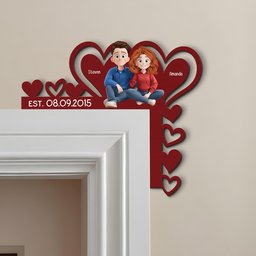 Romantic Love Our Happy Corner Together - Personalized Door Corner Wood Sign - Photo 1
