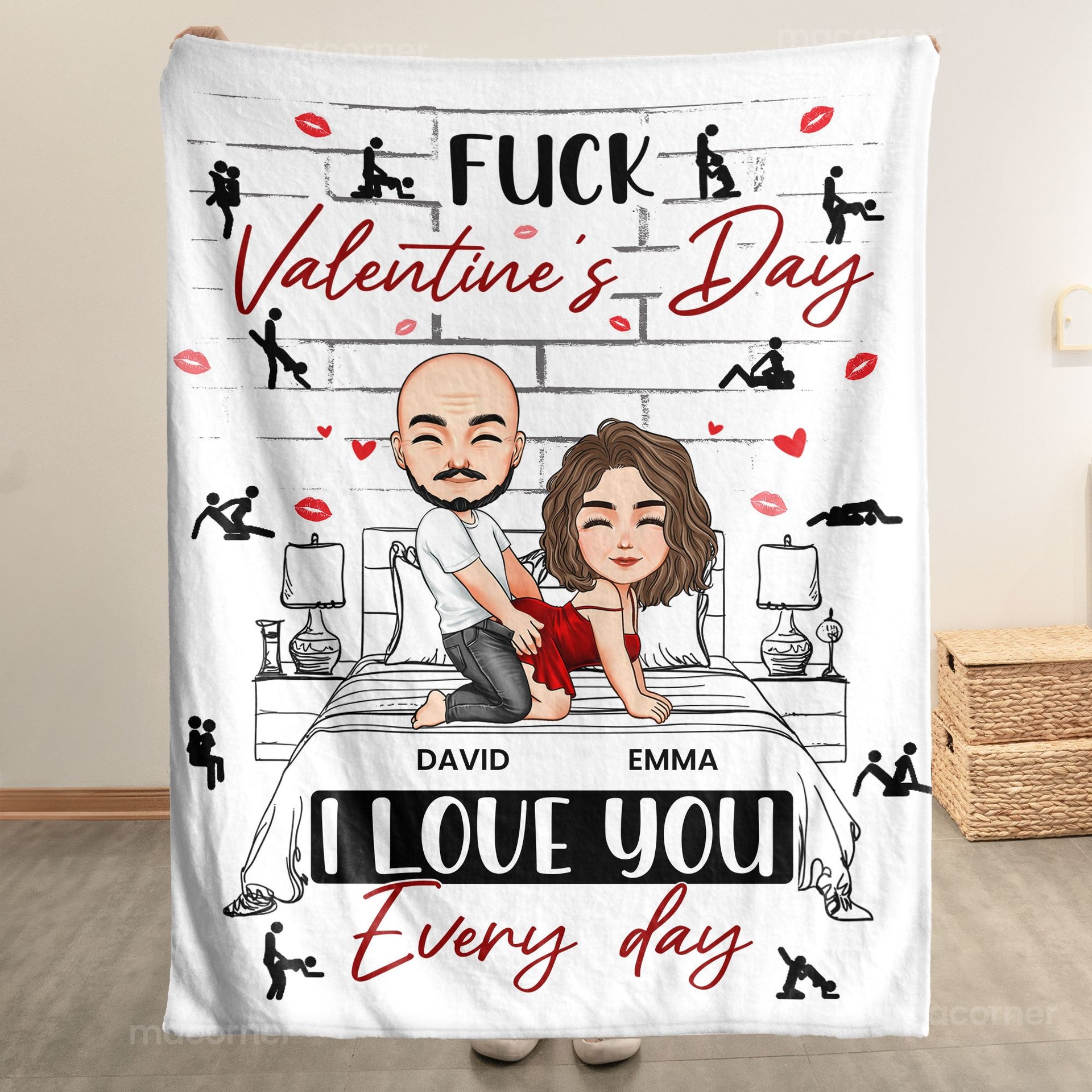 Naughty Couple F*ck Valentine's Day I Love You Every Day - Personalized Blanket - Photo 1