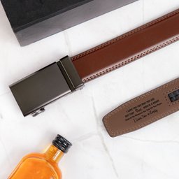 I Love You For Who You Are But That Sure Is A Bonus - Personalized Leather Belt With Engraved Buckle - Photo 4
