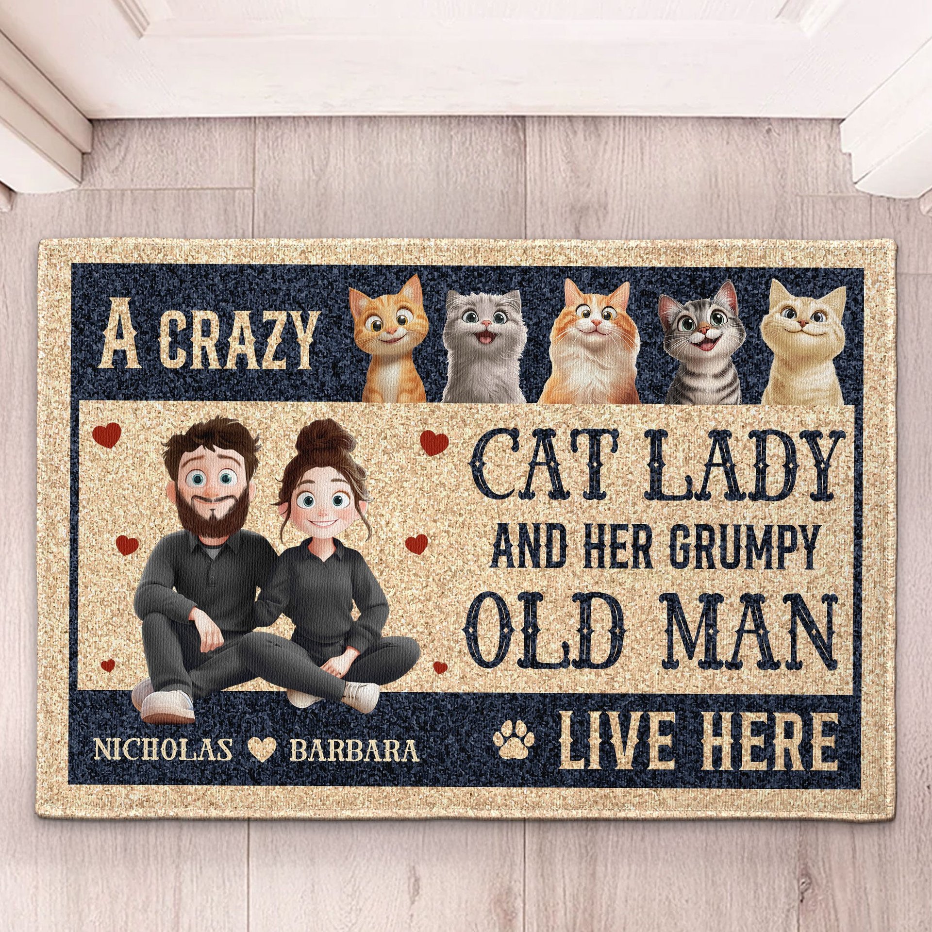 A Crazy Cat Lady And Her Grumpy Old Man New Version Cat Lovers - Personalized Doormat - Photo 1