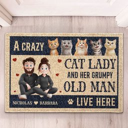 A Crazy Cat Lady And Her Grumpy Old Man New Version Cat Lovers - Personalized Doormat - Photo 1