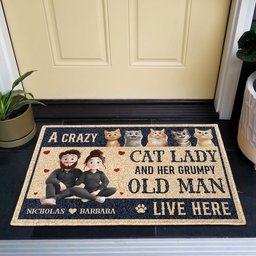 A Crazy Cat Lady And Her Grumpy Old Man New Version Cat Lovers - Personalized Doormat - Photo 2